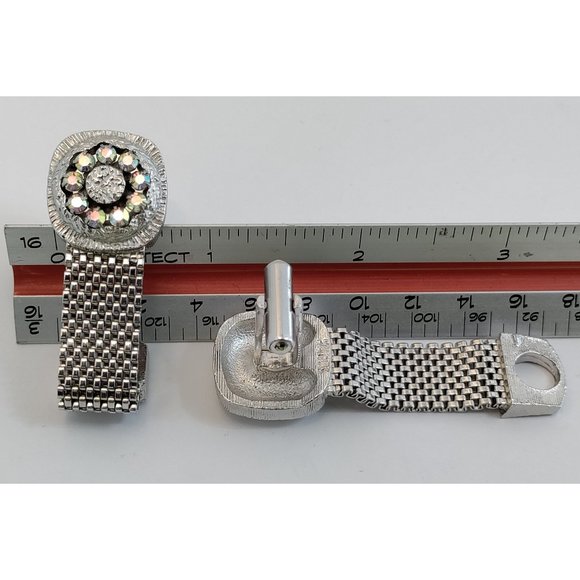 Vintage Mid Century Signed Swank Rhinestone Square Cufflinks - Picture 5 of 5